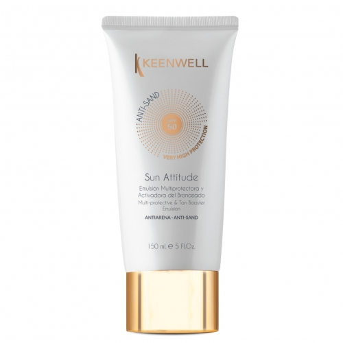 KEENWELL Sun Attitude Anti-Sand apsauginė įdegi skatinanti emulsija kūnui SPF50, 150 ML