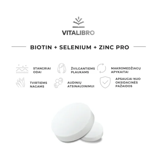 Kompleksas plaukams, nagams, odai BIOTIN + SELENIUM + ZINC - Image 2