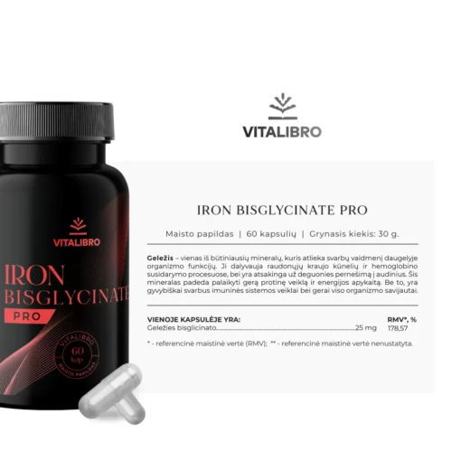 Biologiškai aktyvi geležis IRON BISGLYCINATE PRO - Image 2