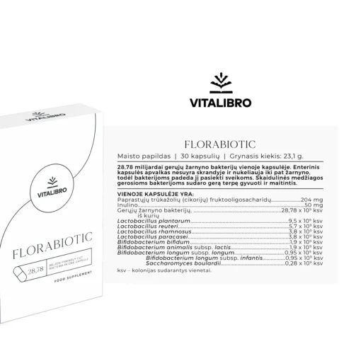 Gerųjų bakterijų ir maistinių skaidulų kompleksas FLORABIOTIC