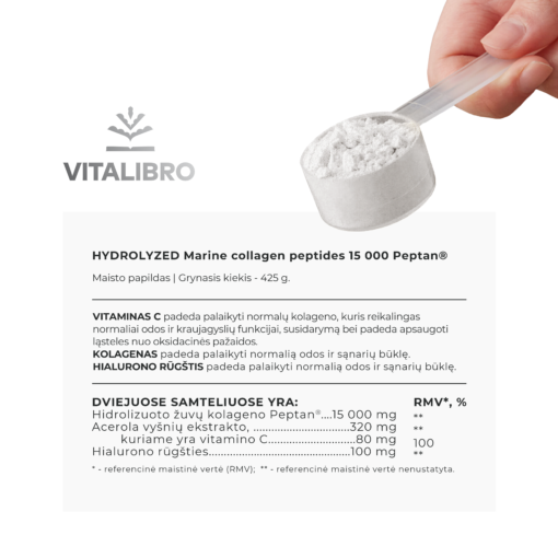 Hidrolizuotas jūrinis kolagenas COLLAGEN 15 000, arbūzų aromato - Image 3