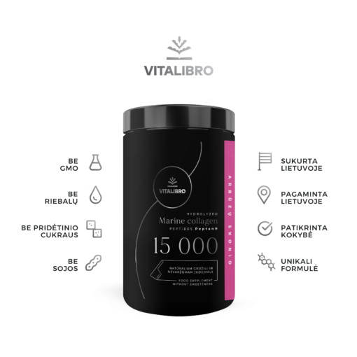 Hidrolizuotas jūrinis kolagenas COLLAGEN 15 000, arbūzų aromato - Image 2