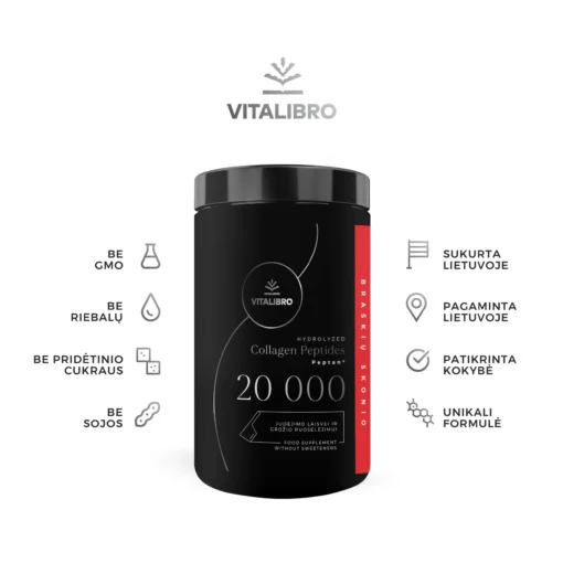 Hidrolizuotas kolagenas COLLAGEN 20 000, braškių aromato
